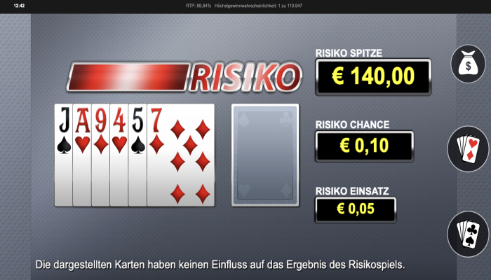 Fruitinator Risiko-Funktion mit Kartenrisiko